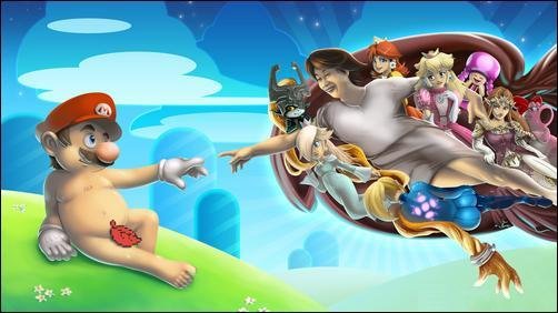 La_creazione_di_Michelangelo_stile_Nintendo