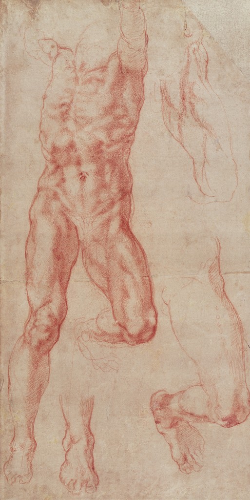 Michelangelo Buonarroti -Studio di un uomo nudo che si estende verso l'alto