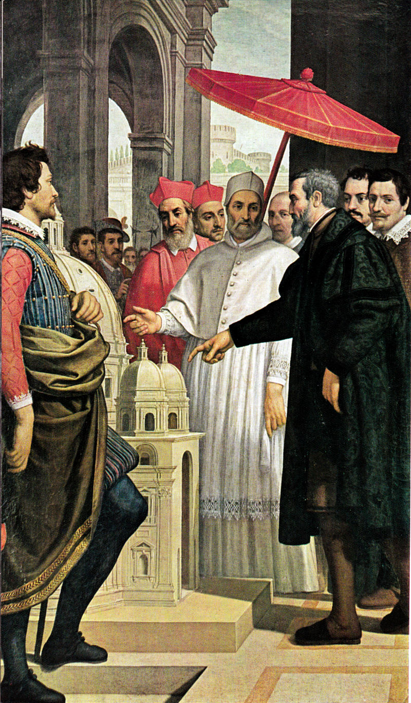 Passignano,_michelangelo_presenta_a_paolo_IV_il_modellino_per_san_pietro