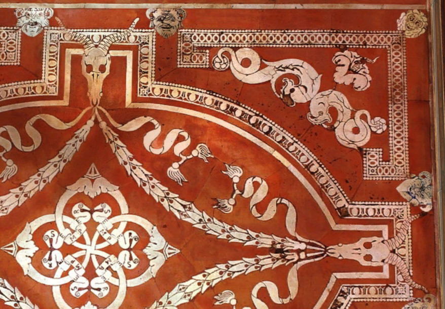 Il soffitto e il pavimento specchiati della Biblioteca Medicea&nbsp;Laurenziana