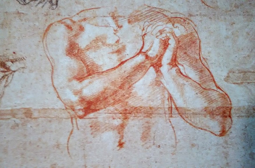 Il torso e i cinque studi di mani intrecciate