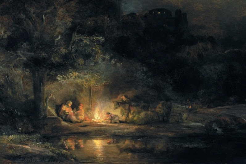 Le Opere del Natale: Paesaggio con il riposo durante la fuga in Egitto di&nbsp;Rembrandt