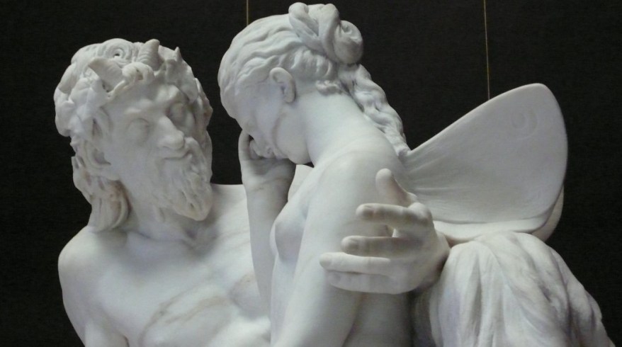 La Scultura del giorno: Pan che conforta Psiche di Reinhold Begas