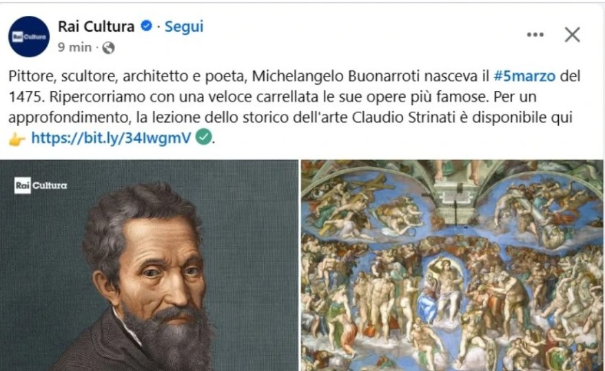 Michelangelo 550: la Rai sbaglia clamorosamente la data di&nbsp;nascita