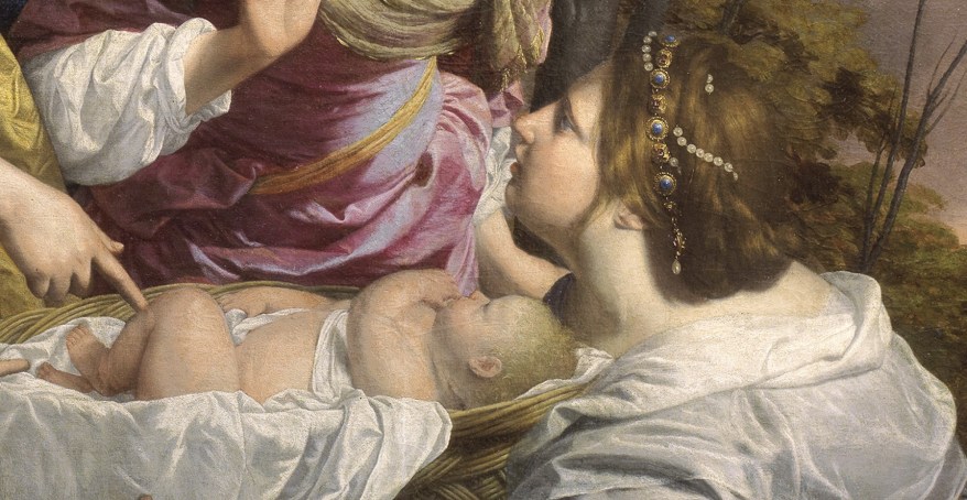 Mosè salvato dalle Acque: tessuti, gioielli e gestualità di Orazio&nbsp;Gentileschi