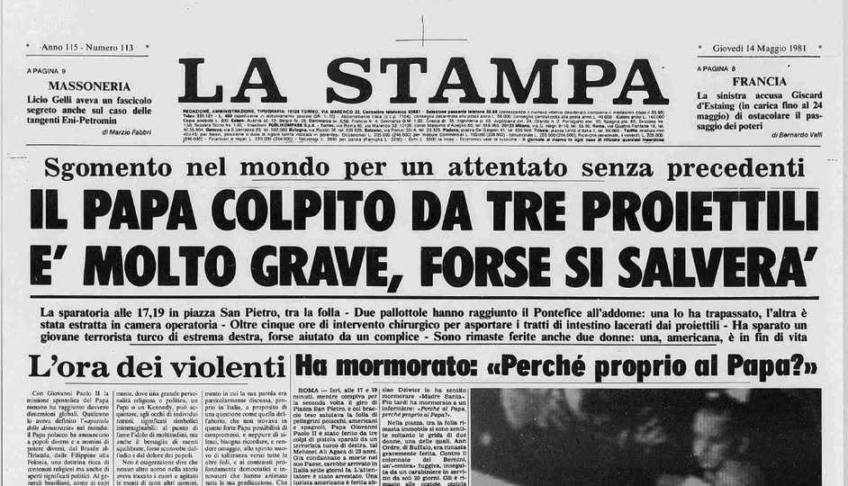 13 maggio 1981: l’attentato a Papa Giovanni Paolo II e la memoria incisa in Piazza San&nbsp;Pietro