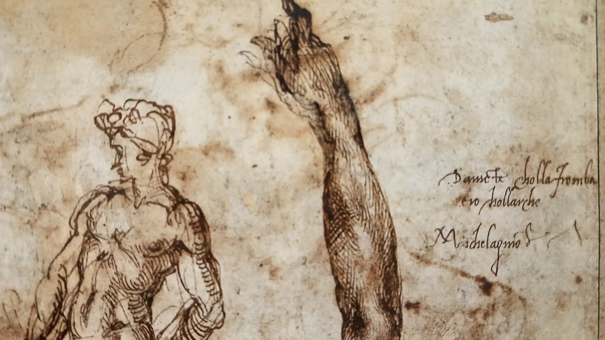 Lo studio del David in bronzo sul foglio del&nbsp;Louvre